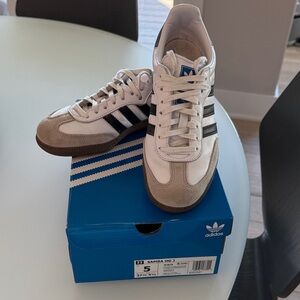 Adidas Samba OG White, Black, and Tan Sneakers
